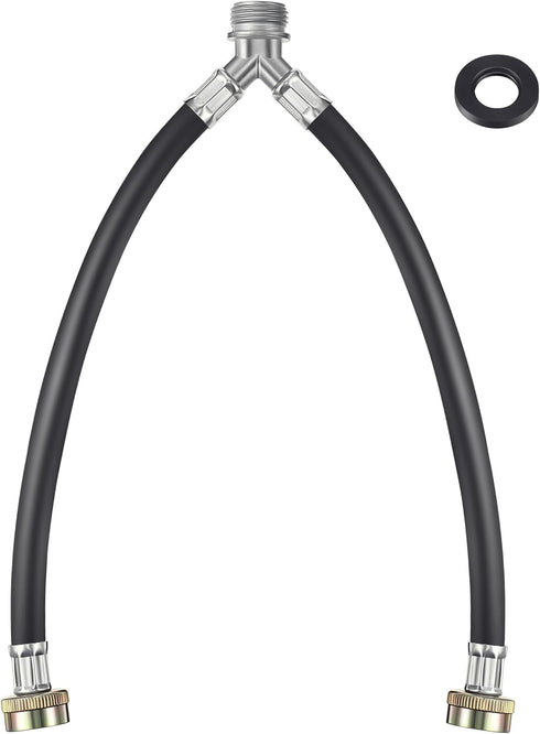 Dreyoo Y Hose for Washing Machine, 3/4 Inch Brass Fittings, 1 ft Length, Hot and Cold Water Supply Connector (1 Pcs)