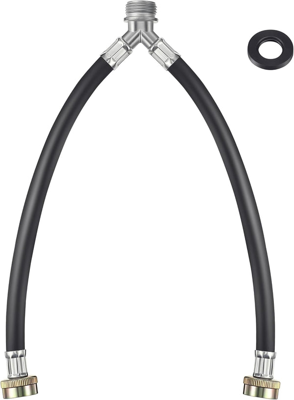 Dreyoo Y Hose for Washing Machine, 3/4 Inch Brass Fittings, 1 ft Length, Hot and Cold Water Supply Connector (1 Pcs)
