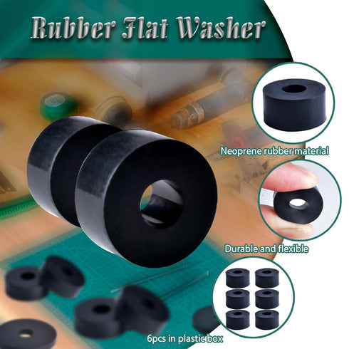 Multi Purpose Rubber Spacer 1 Inch OD x 3/8 Inch ID x 1/2 Inch Thickness, 6pcs Anti Vibration Black Rubber Washers for