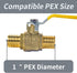 (5 Pack) 1 Inch 1 Inch 10 Cinch AB X PEX Ball Valve, Full Port Water Stop Shut Off, Water Shut Off Valve with Pcs