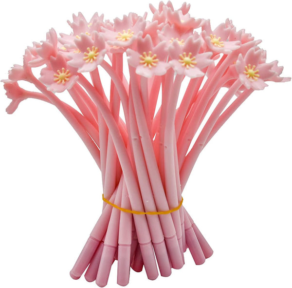 Maydahui 35 Pcs Cherry Blossom Gel Pen, Romantic Flower Pen, Black Ink for Girls Party School