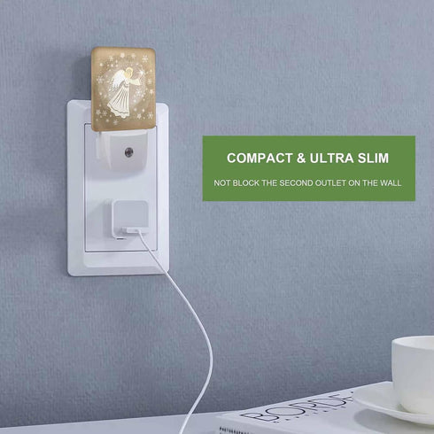 Chrobak LED Night Light,Star Sky Snowflake Glowing Angel LED Night Light Plug into Wall with Dusk to Dawn Light Sensor