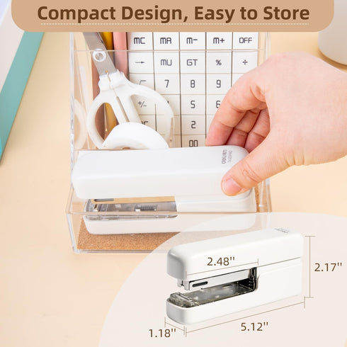 deli Desktop Stapler with Integrated Staple Remover, 45 Sheet Capacity, White Office Stapler