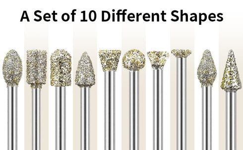 30Pcs Diamond Grinding Burr Drill Bit Set, Stone Carving Rotary Tool Accessories Polishing Mix with 1/8 inch Shank,