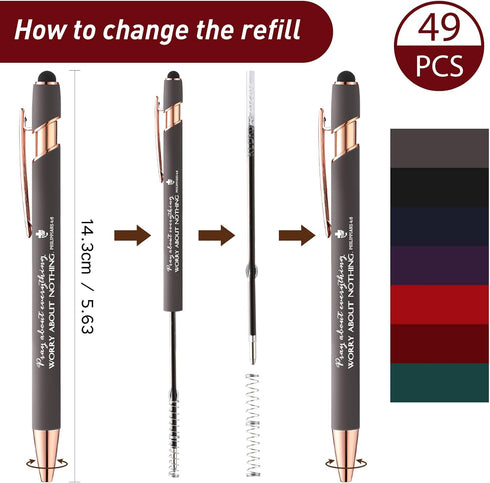 Fumete 49 Pcs Bible Verse Ballpoint Pens - Christian Stylus Pen with Inspirational Quotes for Office and Church