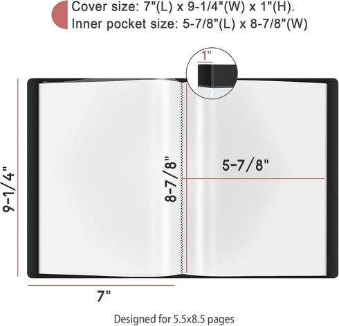 Small Binder with Sleeves, 5.5x8.5 Mini Binder with Sleeves - Presentation Books 5.5x8.5, 40-Pocket Displays 80 Half Size Pages or 5.5 x 8.5 Mini Booklets, Acid-Free Archival Quality - 2 Pack Black by Vowcarol