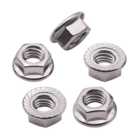 1/4-20 (50 Pack) Serrated Flange Hex Nuts – 304 Stainless Steel 18/8 Flange Nuts, UNC Coarse Thread Hex Locknuts