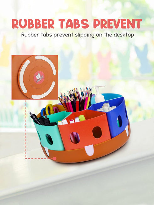 GAMENOTE Rotating Art Supplies Organizer - Lazy Susan for Kids Desk, Storage Caddy for School Supplies and Classroom