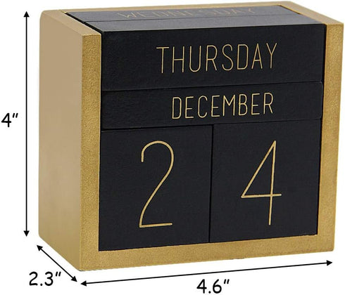 Juegoal Wooden Perpetual Calendar, Wooden Block Daily Calendar Office Desk Accessories (Black) by Juegoal