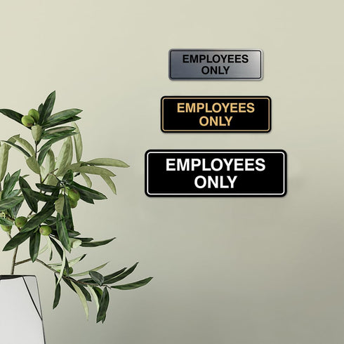 Standard EMPLOYEES ONLY Sign, Blue, Large (1 Pack)