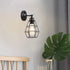 Mengjay E26 Vintage Wall Light, Industrial Lighting Adjustable Socket Rustic Sconces Wire Metal Cage Wall Lamp Indoor