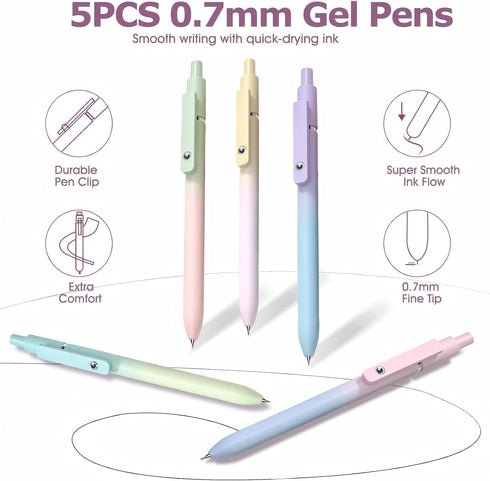 GUGUKUKU 56PCS Set 0.7mm 0.5-0.7mm, Aesthetic School Supplies Cute Stationary with Large Pencil Case, Stylus Ballpoint