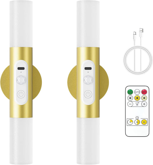 Motion Sensor Wall Sconces with Remote Control, LED Rechargeable Battery Operated Wall