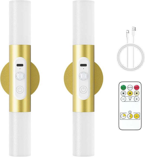 Motion Sensor Wall Sconces with Remote Control, LED Rechargeable Battery Operated Wall
