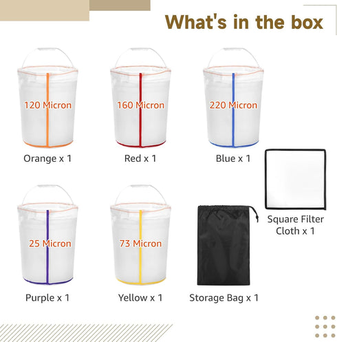 5 5 Pcs Gallon Reusable Mesh Filter Bags, Nylon Filter Bags with Storage Bag for Kitchen, Reusable Filter Bag