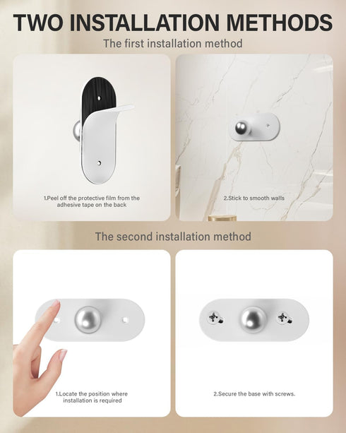 4PC 360 Universal Wall Light Base, Magnetic Swivel Mount with Adhesive Tape & Hardware Kit, Easy No-Tool Replacement