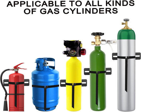 2PCS Propane Tank Holder, Steel Fabrication Nitrogen Tank Mount with Screws and Safety Chain, Suitable for 4"-12" Gas