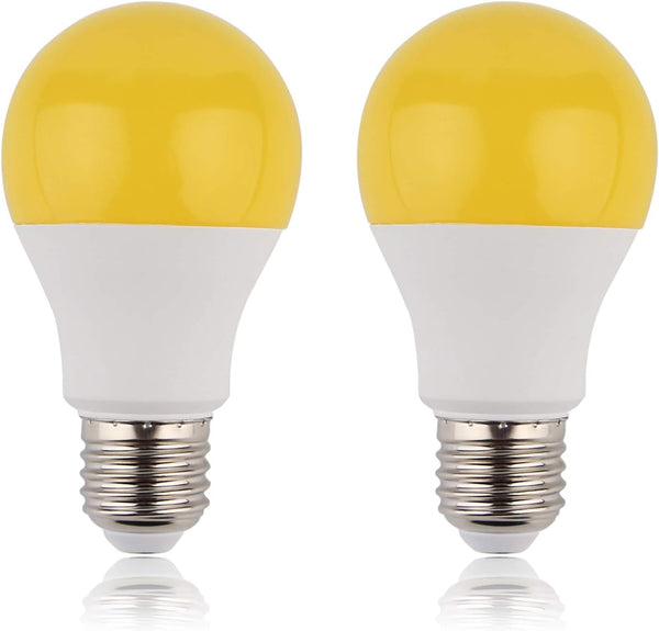 GREENIC 60 Watt Yellow Light Bulbs, 2-Pack, 120V E26 Base, A19 800Lm 2200k for Indoor Outdoor Bedroom Yard
