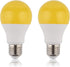 GREENIC 60 Watt Yellow Light Bulbs, 2-Pack, 120V E26 Base, A19 800Lm 2200k for Indoor Outdoor Bedroom Yard