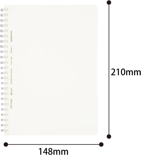 KOKUYO D Shaped Soft Ring Notebook, A5, 6mm Ruled, 30 Lines, 80 Sheets, Transparent, Japan Import (SU-SV538B-T)