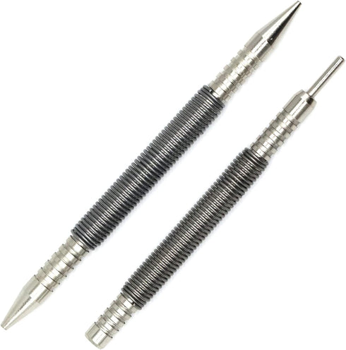 2-Piece Dual Head Nail Setter and Hinge Pin Punch Set, Hammerless Spring Nail Set for Door Pin Removal