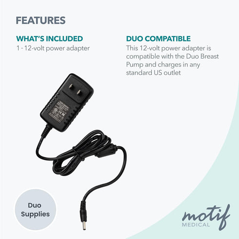 12 Motif Medical Volt Breastfeeding Essentials Power Adapter - Adapter for Duo Hospital Grade Pump - Charging Pump