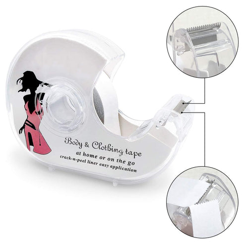 NANASO Body Tape - 5 Rolls Clear Fabric Double Sided Clothing Tape with Dispenser for Clothes and Bra, 82 Feet