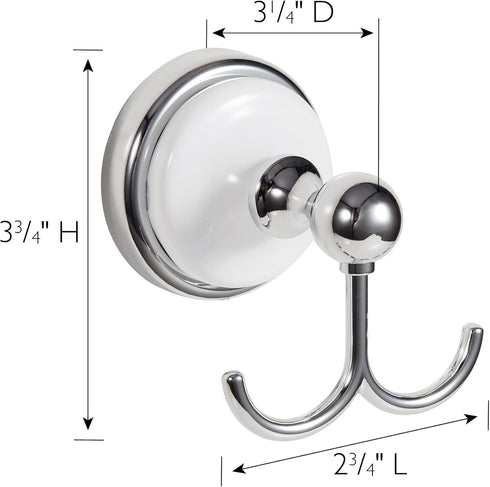 Design House Bathroom Hardware Accessories, Polished Chrome and White Robe Hook
