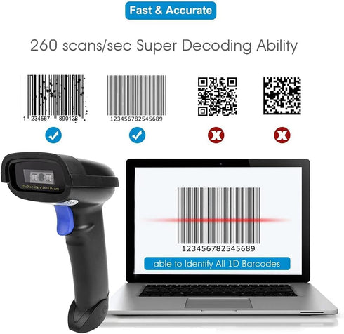 NETUM NT-1228BC Bluetooth Barcode Scanner, Wired & Wireless Connection, Compatible with Smart Phone, Tablet, PC, CCD
