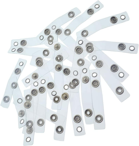 Bulk 25 Pack Clear Vinyl Plastic ID Badge Holder Strap with Snap & Eyelet Hole for Badges