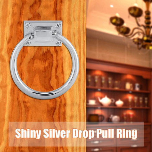 Gsycle (111x56x38mm) Stainless Steel Drop Pull Handle, Shiny Silver Chair Back Ring Pull with Screws for Cabinet, Door