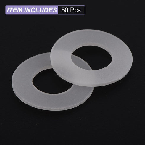 PATIKIL Nylon Flat Washers 8mm ID 16mm OD, 0.9mm Thick M8 Hard Plastic Round Sealing Flange Gaskets, Qty 50