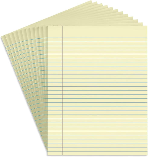 STAPLES Notepads, 8.5 x 11, Wide Ruled, Canary, 50 Sheets/Pad, 24/Carton