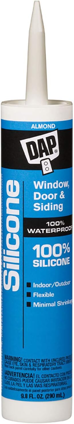DAP 08649 10.1-Ounce Window and Door 100% Silicone Rubber Sealant, Almond by DAP