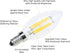 E14 LED Filament Candle Shape Light Bulb 600LM 60W Equivalent Daylight 6000K C35 Clear Glass Torpedo Shape, 2-Pack