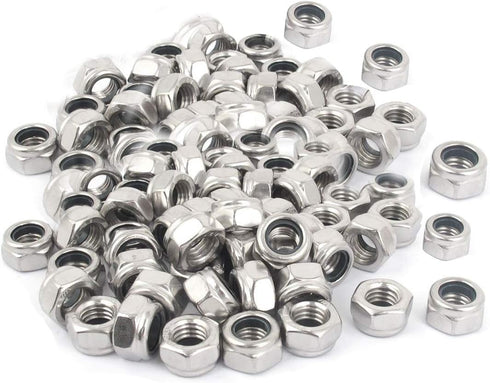 M8 x 1.25mm Nylon Insert Hex Lock Nuts, Stainless Steel Lock Nut Assortment Kit, 100PCS