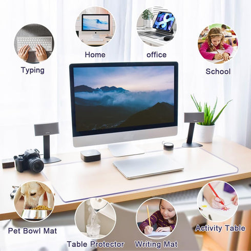 Clear PVC Desk Pad, 36x60 inch Waterproof Wipeable Writing Desk Cover Protector for Office and Home