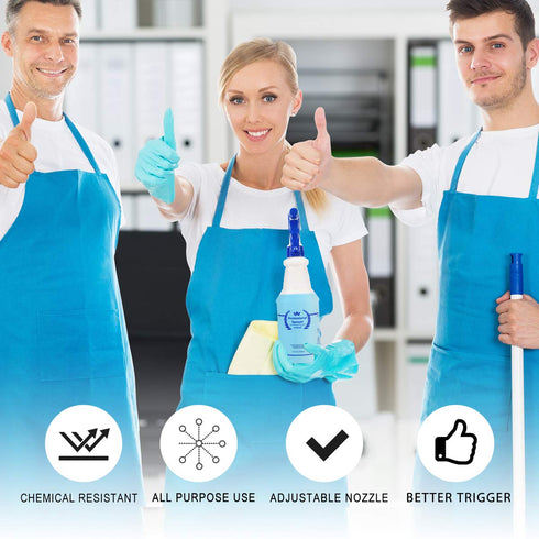 Plastic Spray Bottle 2 Pack - 32 Oz Heavy Duty All-Purpose Spraying Bottles, Leak Proof with Adjustable Nozzle