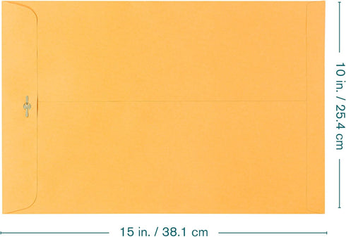 EnDoc 10 x 15 Clasp Envelopes - 10 Pack Brown Kraft Catalog Mailing Gummed Seal Envelope - 28lb Heavyweight 10x15 Inches Manila Envelopes for Home, Office, Business, Legal or School by EnDoc