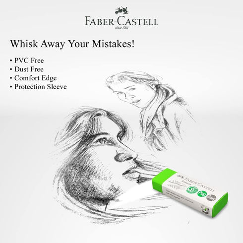 Faber-Castell PVC-Free Eraser (Box of 20) - Dust Free, Premium Quality, Safe for Kids