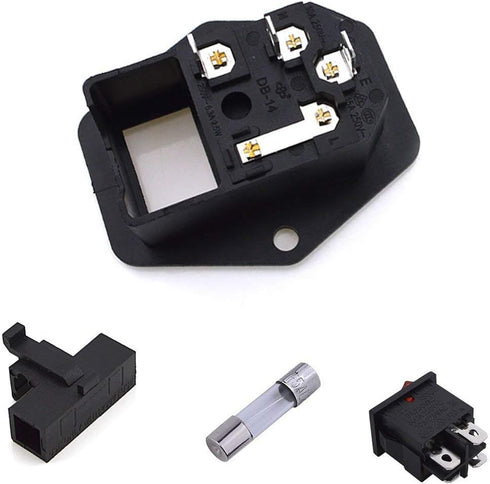 HiLetgo 3pcs AC 250V 15A Power Socket | 3 Terminal with Fuse Holder Case and ON/OFF Switch