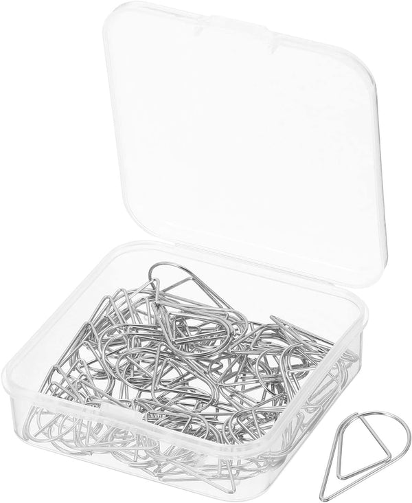 MECCANIXITY 50 Pieces Drop-Shaped Metal Paper Clips 1 Inch Silver Tone for Organizing Office Home Crafts