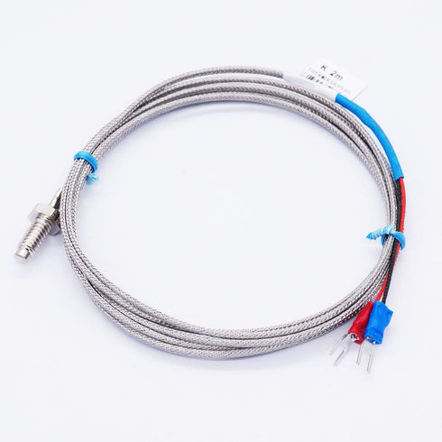 Twidec/2Pcs 1/4" Screw Probe Temperature Sensor K Type Thermocouple, 2 Meters Cable, Temperature Range: 0-600°C