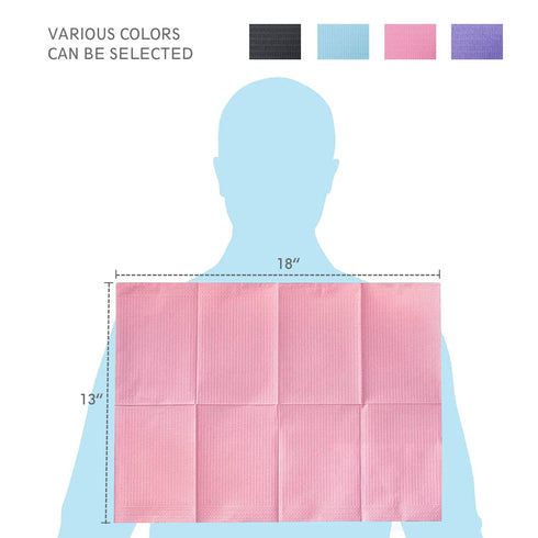 500 13"x18" 3 PCS Disposable Dental Bibs Ply Waterproof Pink Dental Tattoo Bibs Dentist Clinic Medical Tray Cover