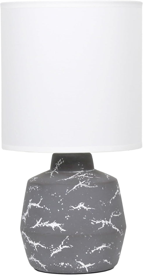 Simple Designs LT1171-GRY 13.78" Chic Glow Marble Inspired Ceramic Table Lamp with