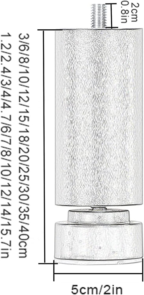 Tophacker 4 20cm/8in Aluminium Reinforced Support Legs, Pieces Furniture Sofa Legs, Cabinet Legs Adjustable in Height
