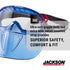 Jackson Safety GPL500 Safety Goggles with Flip Up/Detachable Blue Face Shield, Anti-Fog, Clear Lens