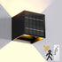 Solar Powered Motion Sensor Square Outdoor Wall Lights,Black Modern Up and Down
