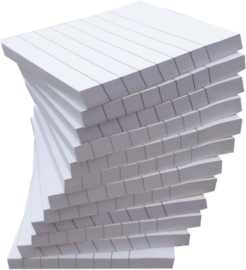 White Sticky Notes Lined 3x3 inches, 12 Pads/Pack, 100 Sheets/Pad, Self-Stick Note Pads with Lines, Office Supplies