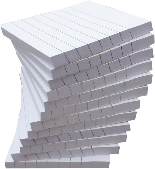 White Sticky Notes Lined 3x3 inches, 12 Pads/Pack, 100 Sheets/Pad, Self-Stick Note Pads with Lines, Office Supplies